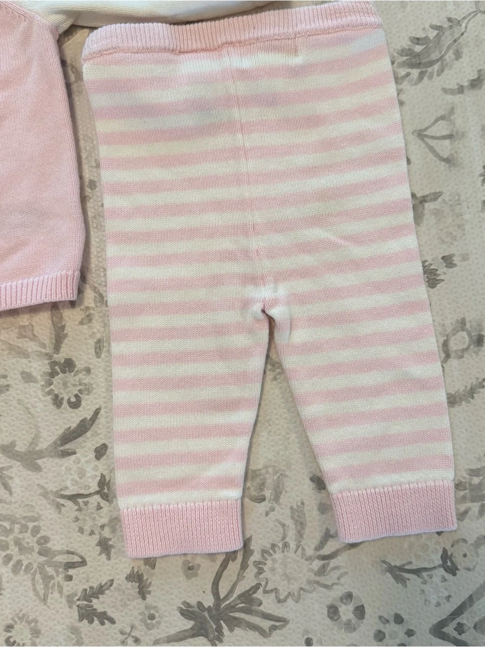 Cloud Island Pink and White Bear Knit Set 100% cotton.